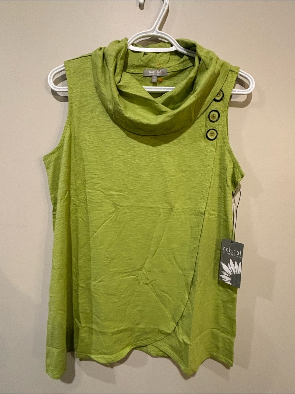Habitat Draped Cowl Neck Sleeveless Tank in Lime Green